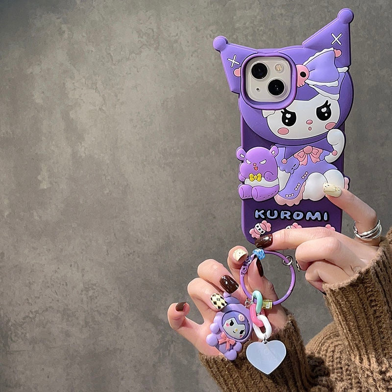 Cute Kuro Purple iPhone Case With Chain