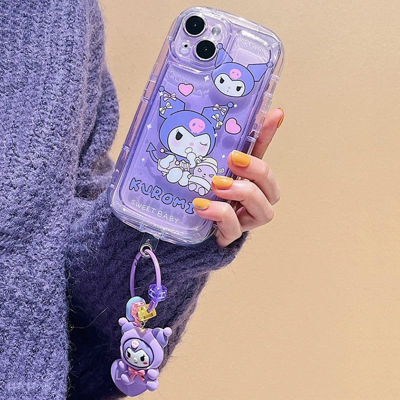 Étui de téléphone avec porte-clés de dessin animé