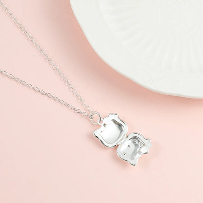 Sliver Openable Kitty Necklace