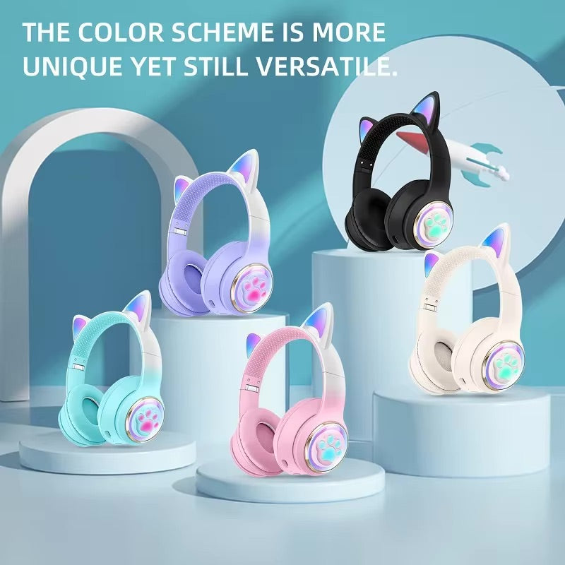 Gaming Headphones Paw Print Ear Cat