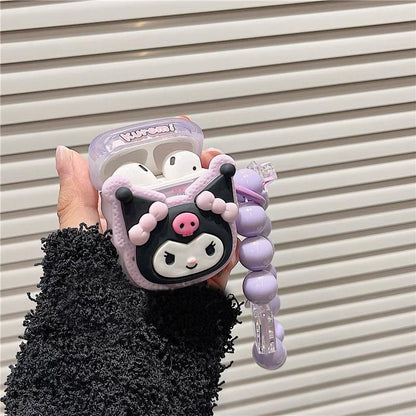 Lila Kuro Airpods-Hülle mit Kette