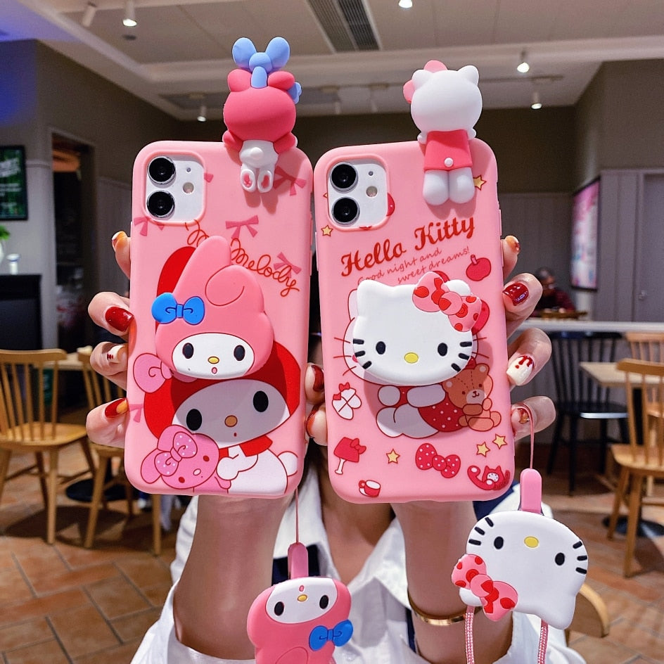 Coque iPhone Melo à motif de chaton rose kawaii