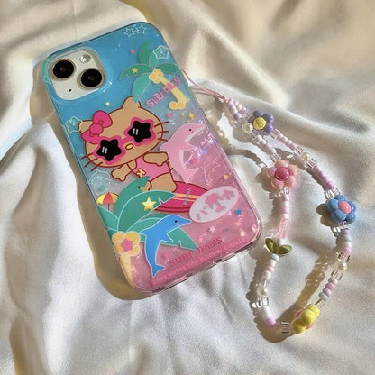 Coque de téléphone avec chaîne Kitty Hawaii SK393