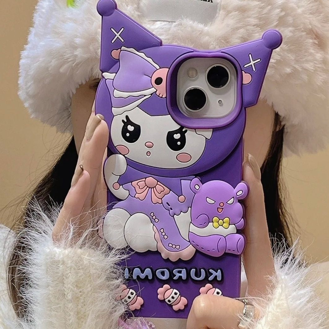 Cute Kuro Purple iPhone Case With Chain