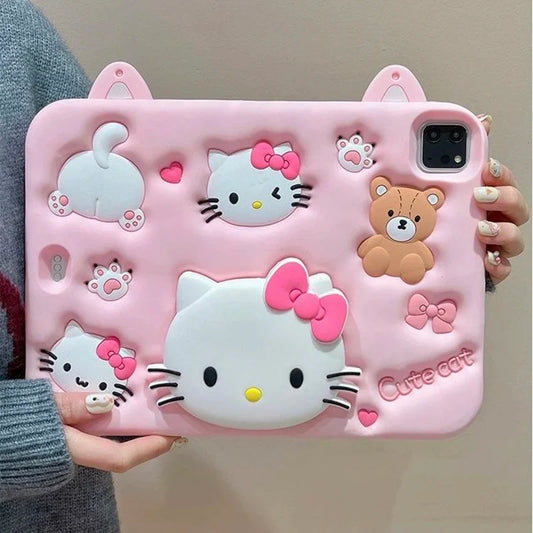 Étui pour iPad à motif de chat rose SK440