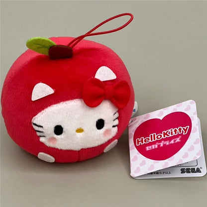 Kawaii Kitty Apple Keychain