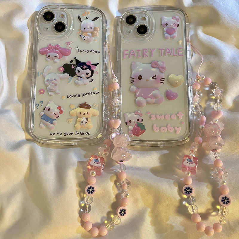 Kitty and Kuro iPhone Case With Chain