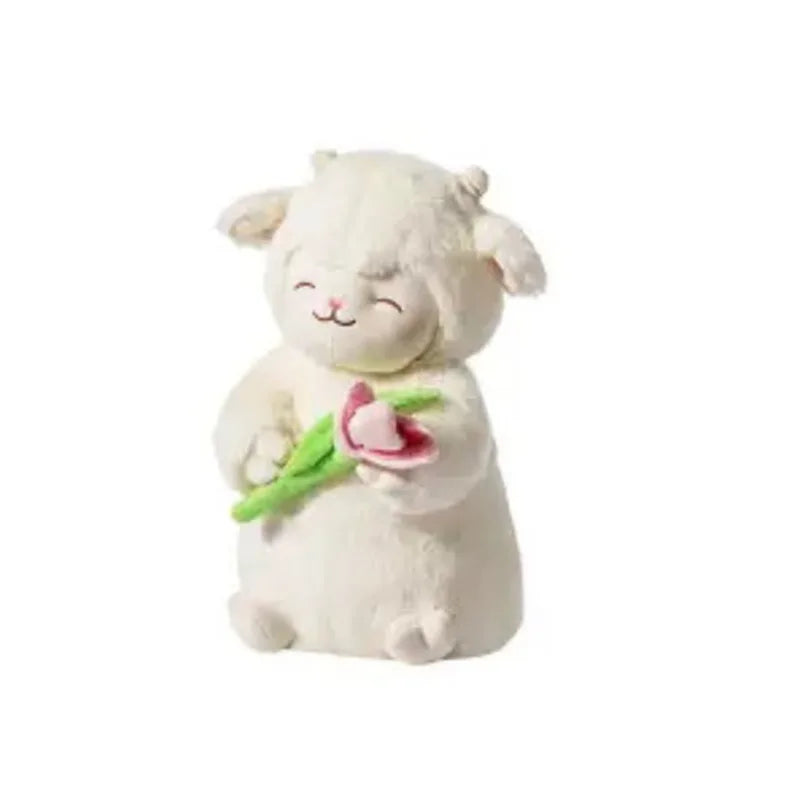 Poupée en peluche représentant un mouton tenant une fleur de tulipe - Lovesickdoe