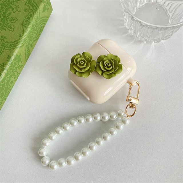 3D Flower Faux Pearl Chain AirPods / Pro Earphone Case Skin