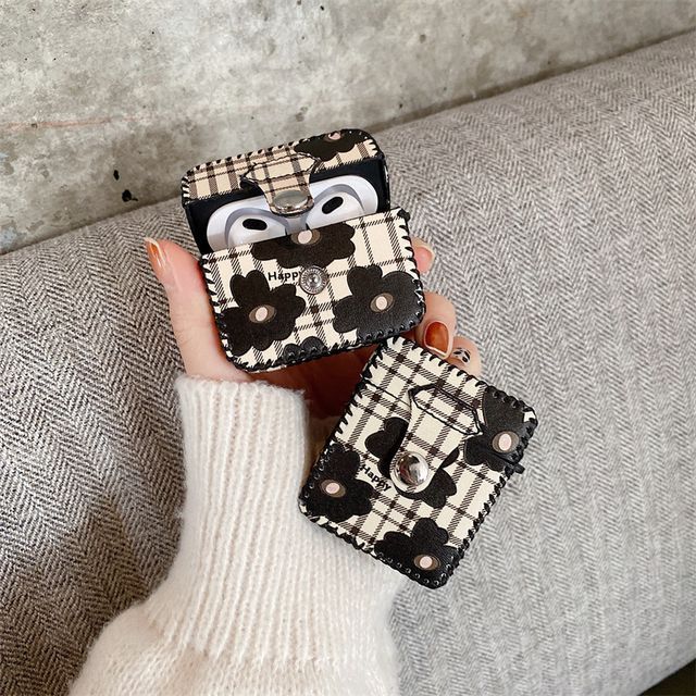 Black Flower Airpods Earphone Case Cover