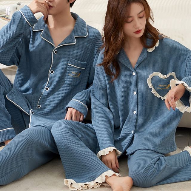 Couple Matching Loungewear Set : Long-Sleeve Print Shirt & Pants
