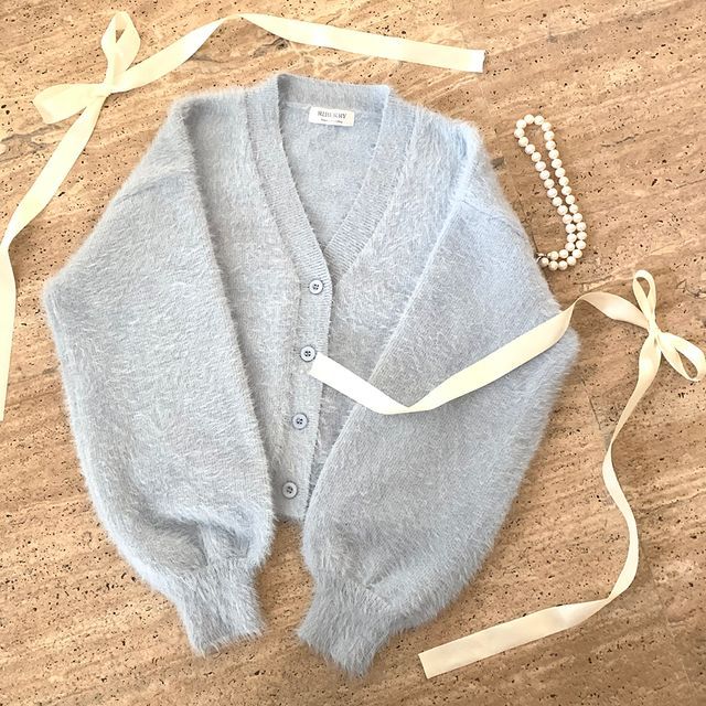 Fluffy Button-Front Solid Cardigan