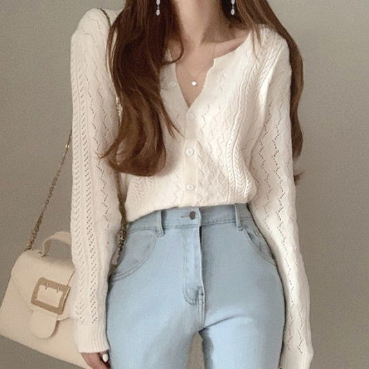 Solid Lace Knit Cardigan