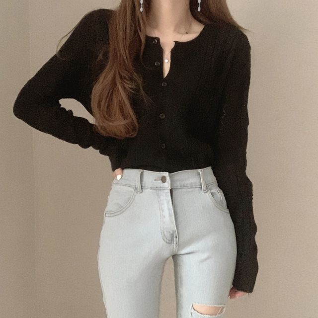 Solid Lace Knit Cardigan