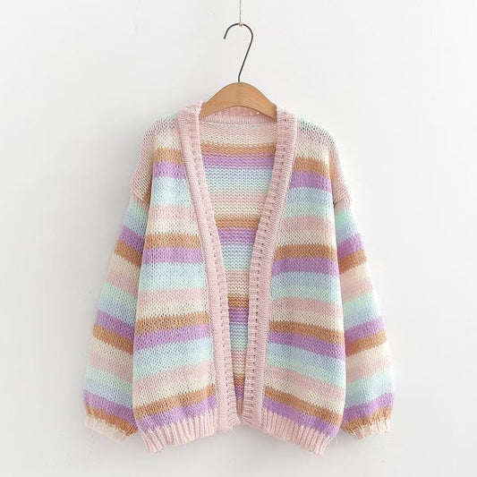 Color Block Striped Knit Jacket