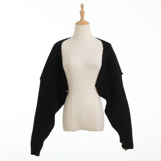 Solid Long-Sleeve Crop Knit Top