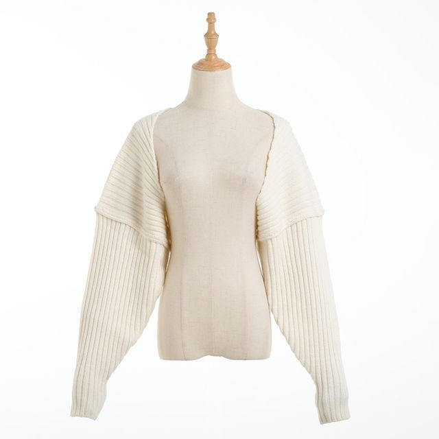Solid Long-Sleeve Crop Knit Top