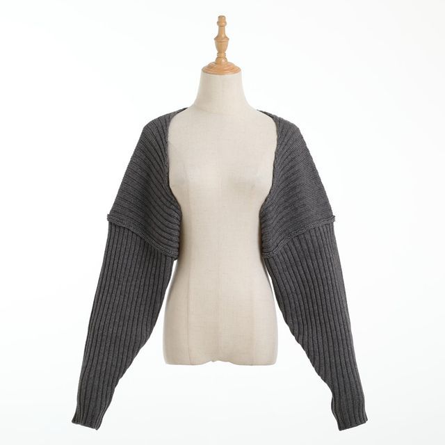 Solid Long-Sleeve Crop Knit Top