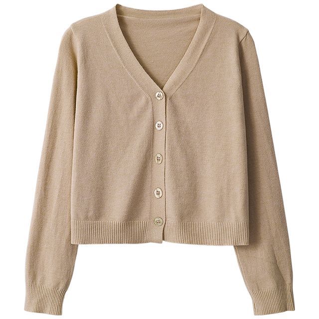 V-Neck Button-Front Knit Jacket