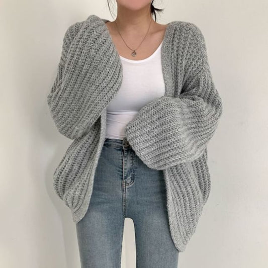 Long Sleeve Plain Cardigan