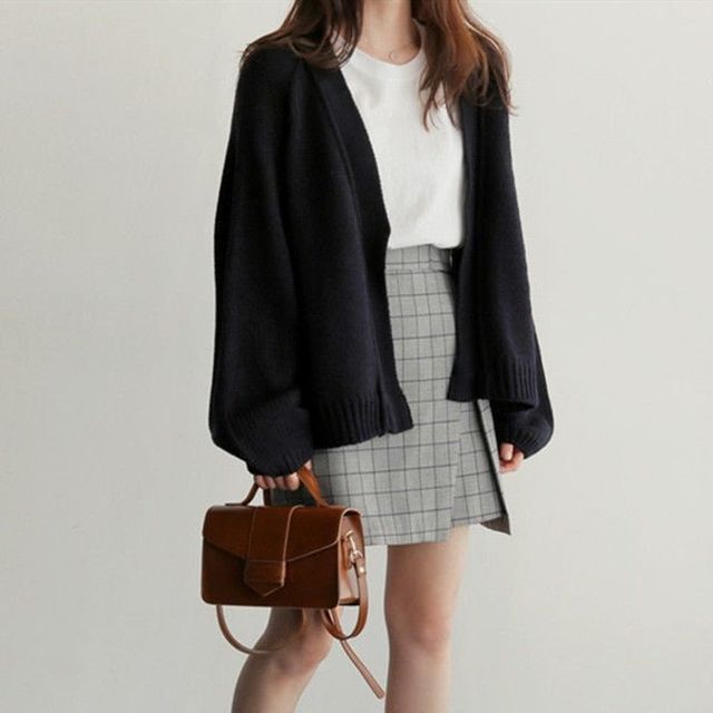 Balloon Sleeve Open Front Cardigan