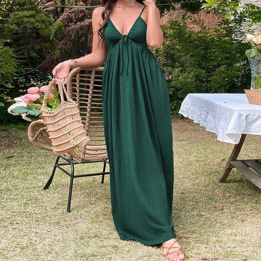Thin Strap Solid Maxi Sundress