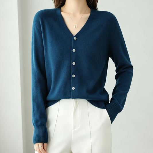 V-Neck Button-Up Cardigan