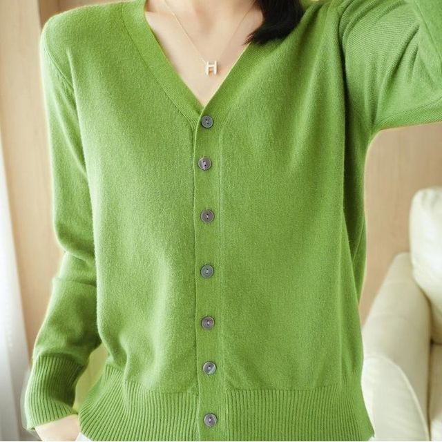 V-Neck Button-Up Cardigan