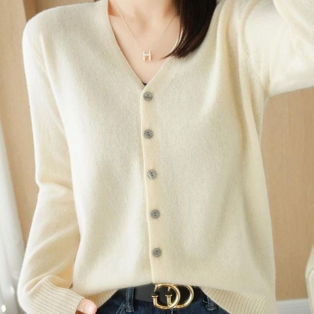 V-Neck Button-Up Cardigan