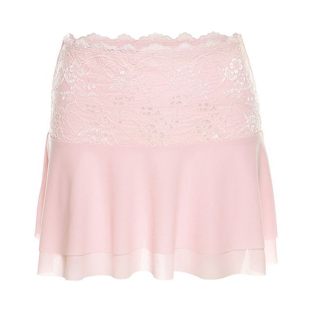 Lace Tube Bustier with Low-Rise Mini Skirt Set