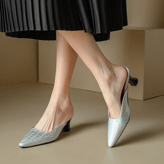 Kitten Heel Pointed Mules - Classic