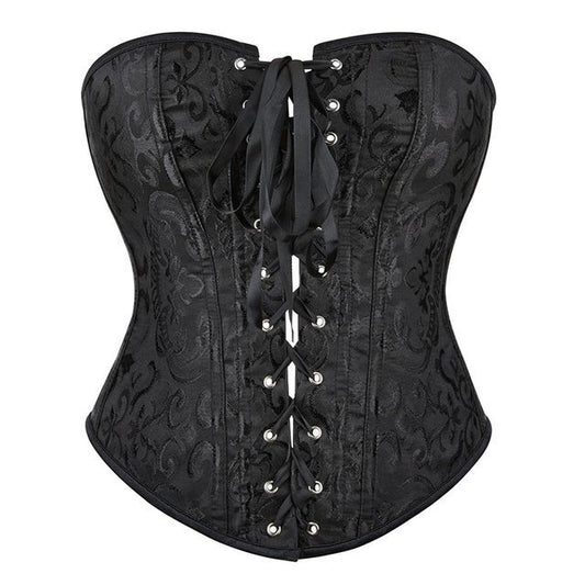 Jacquard Lace-Up Corset Top