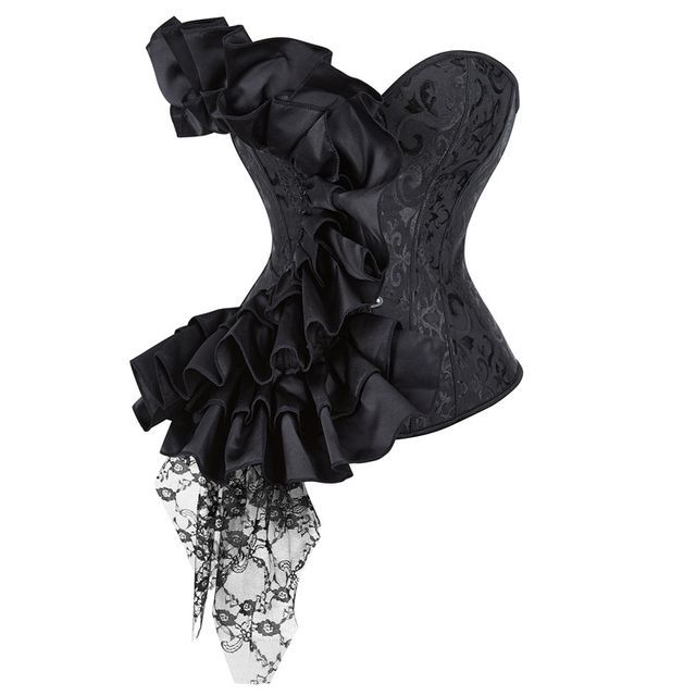 Lace Panel Bustier with Ruffle Trim