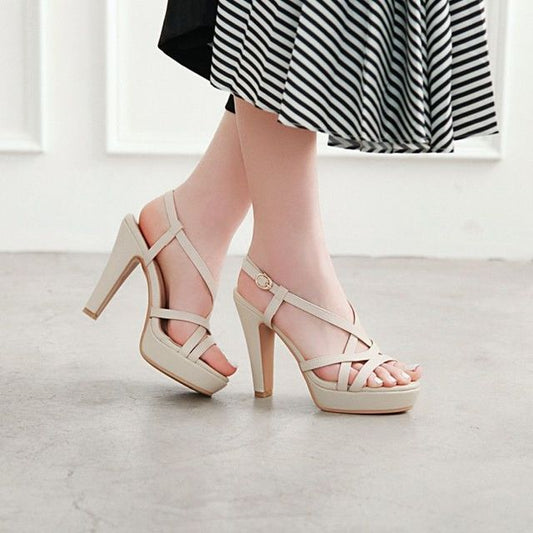 Chunky Heel Platform Ankle Strap Sandals - Block