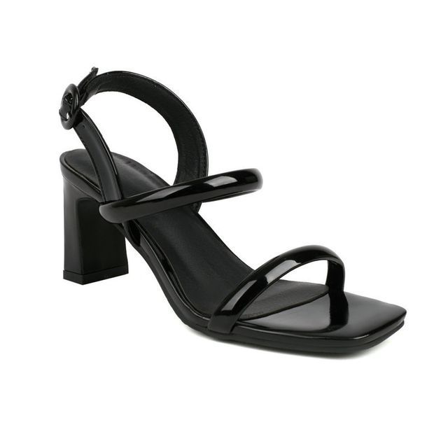 Chunky Heel Square Toe Ankle Strap Sandals - Block