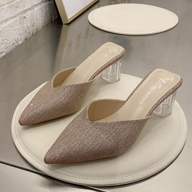 Pointy Chunky Heel Mules - Sleek