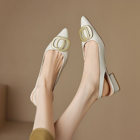 Pointed Toe Buckled Slingback Sandals - Sleek