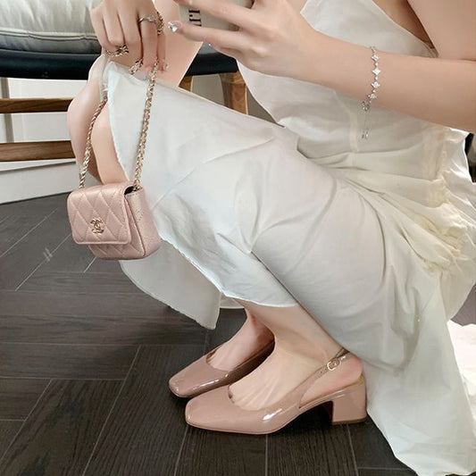Block Heel Slingback Sandals - Chunky