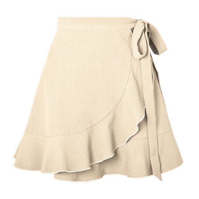 Elevated Waist Ruffle-Trim Wrap Mini Skirt