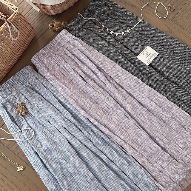 Elevated Rise Plaid Shirred A-Line Midi Skirt