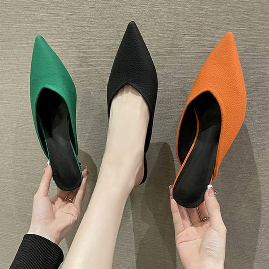 Pointy High Heel Mules - Classic