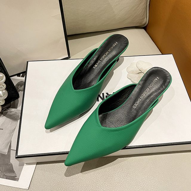 Pointy High Heel Mules - Classic