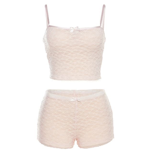 Lace Crop Camisole with Hot Pants Set