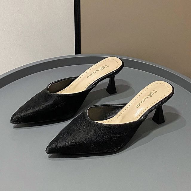 Pointed Low-Heel Mules