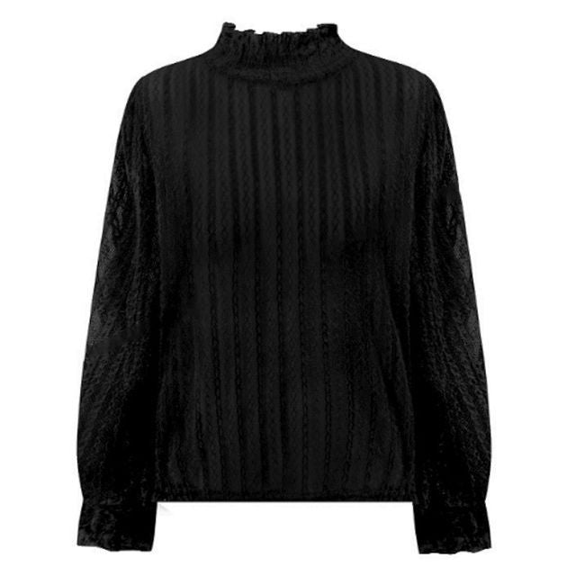 Long Sleeve Turtleneck Lace Blouse