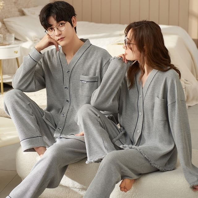 Long-Sleeve Couple Matching Loungewear Set