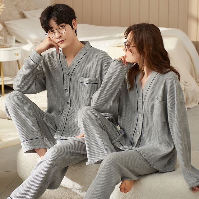 Long-Sleeve Couple Matching Loungewear Set