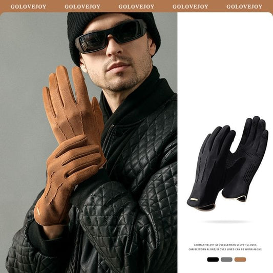 Faux Suede Fleece Lined Touchscreen Gloves