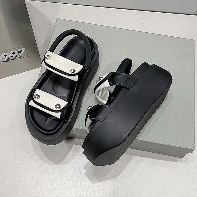 Platform Panel Slingback Sandals
