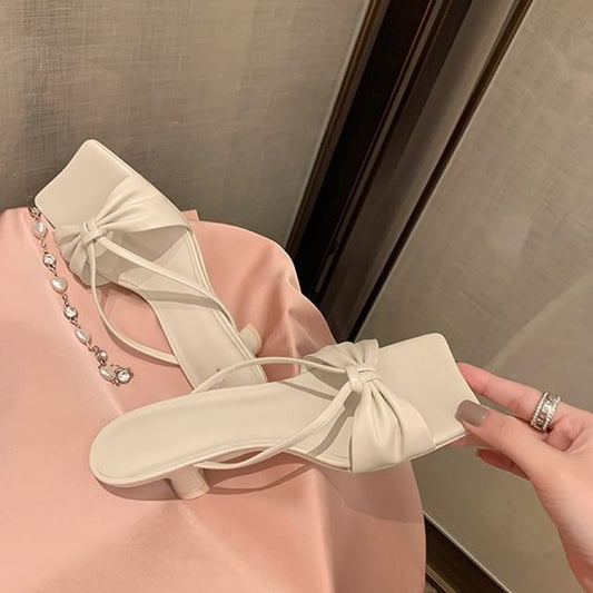 Square Toe Block Heel Twisted Sandals